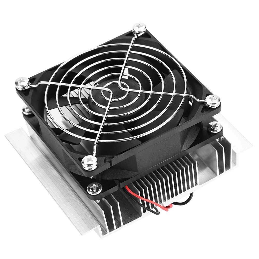 Fockety Thermoelectric Fan, 12V 6A DIY 4.7 * 3.9in Professional Semiconductor Refrigeration Cooler, Mini Air Conditioner Cooling Device Home for Small Fridge