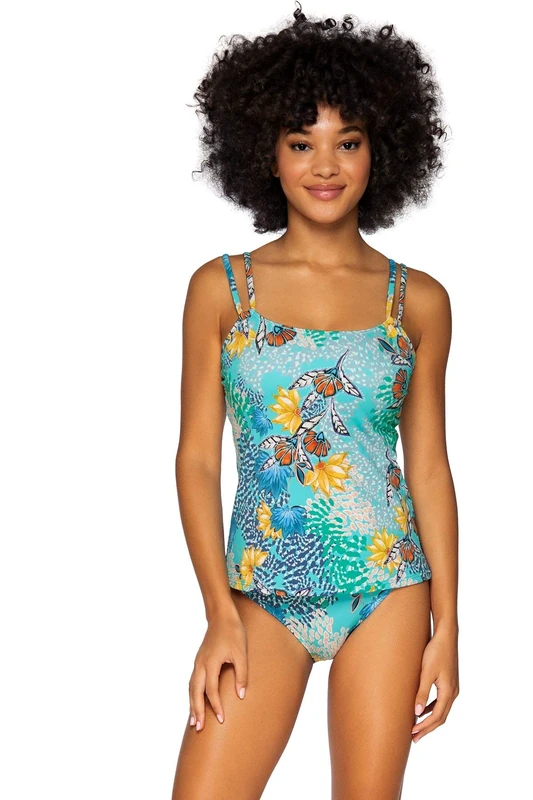 Sunsets Women's Standard Taylor Tankini Swim Top, Aqua Reef, 32D