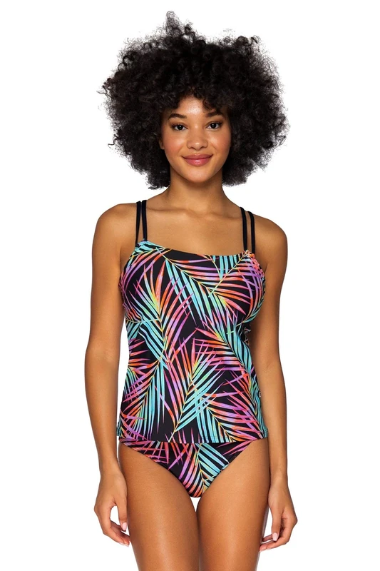 Sunsets Women's Standard Taylor Tankini Swim Top, Moonlit Palms, 32D