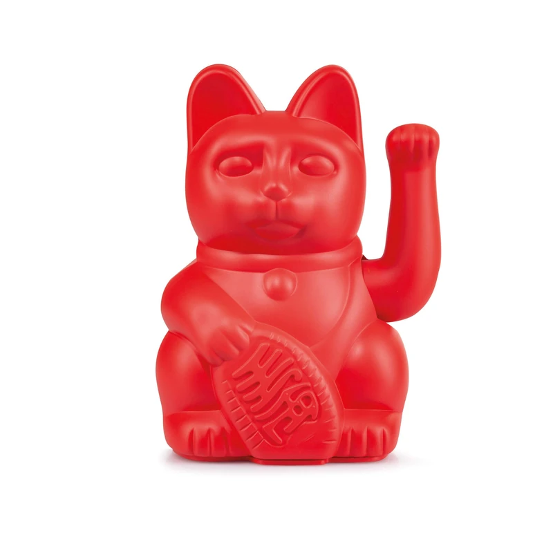 DONKEY Products - Lucky Cat Red - Red Waving Cat | Japanese Decorative Cat in Stylish Matte Colour 15 cm High - Image 1