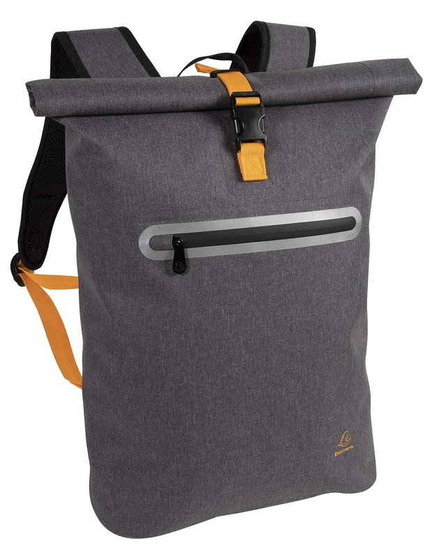 Exacompta - Ref 17834E - Exactive - Waterproof Backpack - 330 x 490 x 140mm in Size, Padded Compartment for a 15.6" Laptop or Tablet, Waterproof Thermoplastic - Grey & Orange