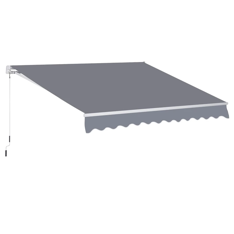 Outsunny 3 x 2.5m Manual Retractable Garden Patio Awning - Grey