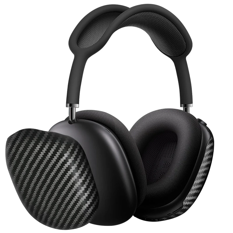 MONOCARBON Carbon Fiber Case for AirPods Max Headphones, Ultra Protective - Matte Black
