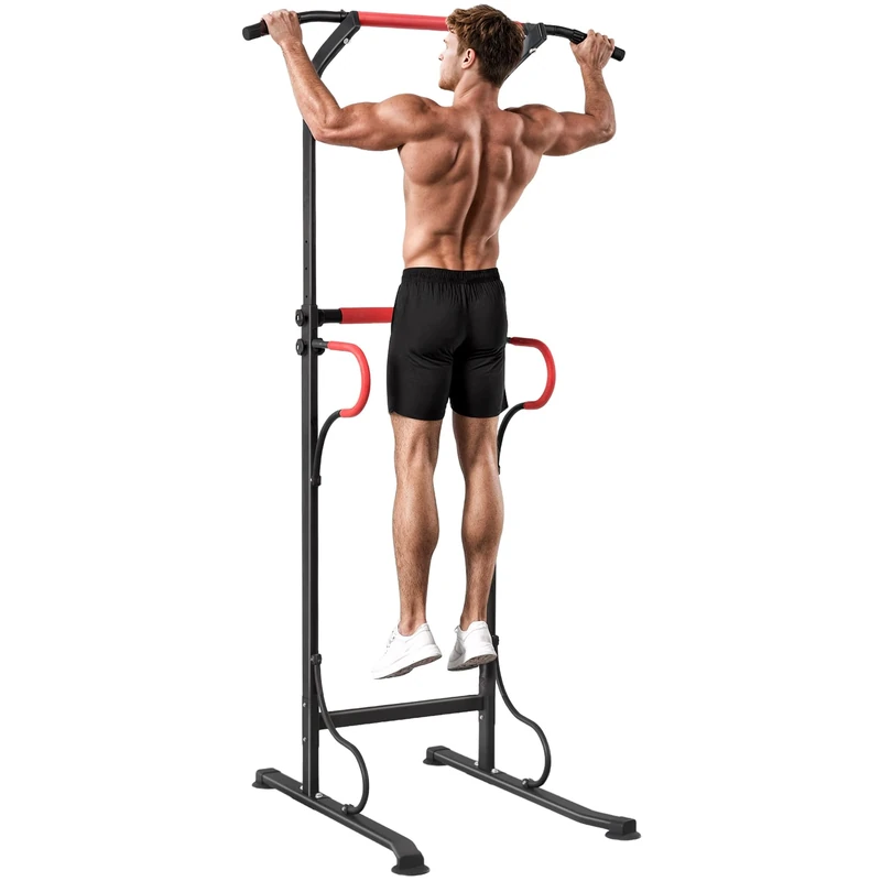 HOMCOM Pull Up Station with Dip Station and Push-up Stand, Height Adjustable Power Tower, Free Standing Pull Up Bar for Home Gym - Image 1