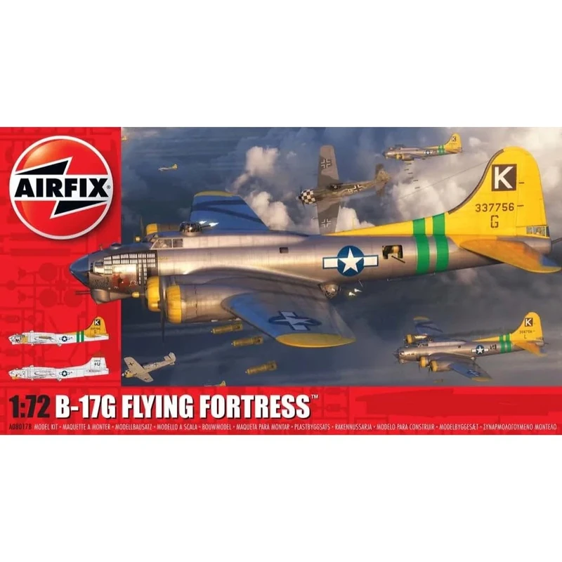 Airfix Model Set - A08017B Boeing B17G Flying Fortress Model Building Kit - Plastic Model Plane Kits for Adults & Children 8+, Set Includes Sprues & Decals - 1:72 Scale Model