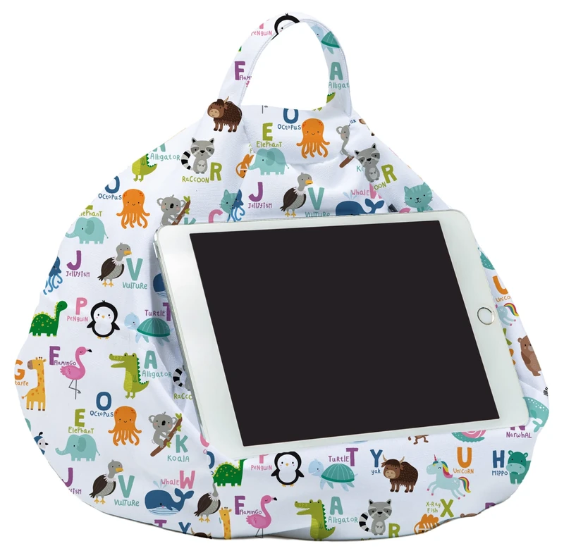 Rooms By Me Kids Alphabet Tablet Stand Cushion for Tablets, eReaders, Smartphones and Books with Accesories Pocket | UK Made | Over 50 Designs