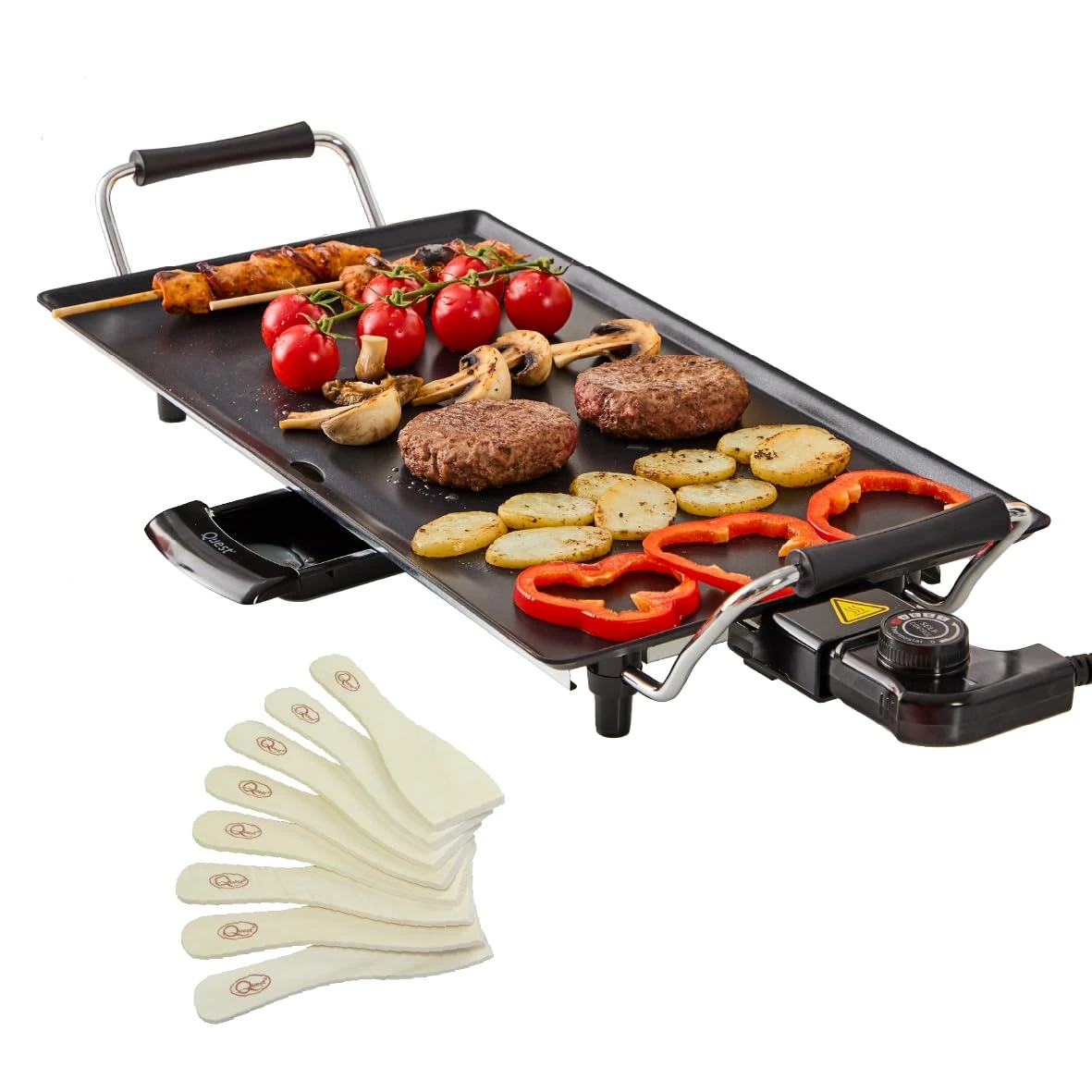 Quest 32529 XL Teppanyaki Grill/Non-Stick/Adjustable Thermostat/Accessories Included/Ideal for Dinner Parties