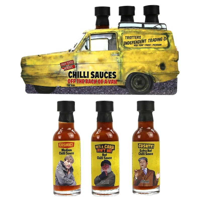Kimm & Miller Only Fools and Horses Hot Sauce Gift Set - Novelty Chilli Sauce Gifts for Men - 3 x 45ml Bottles - Fun Mens Gift Set for Dad or Birthday Gifts