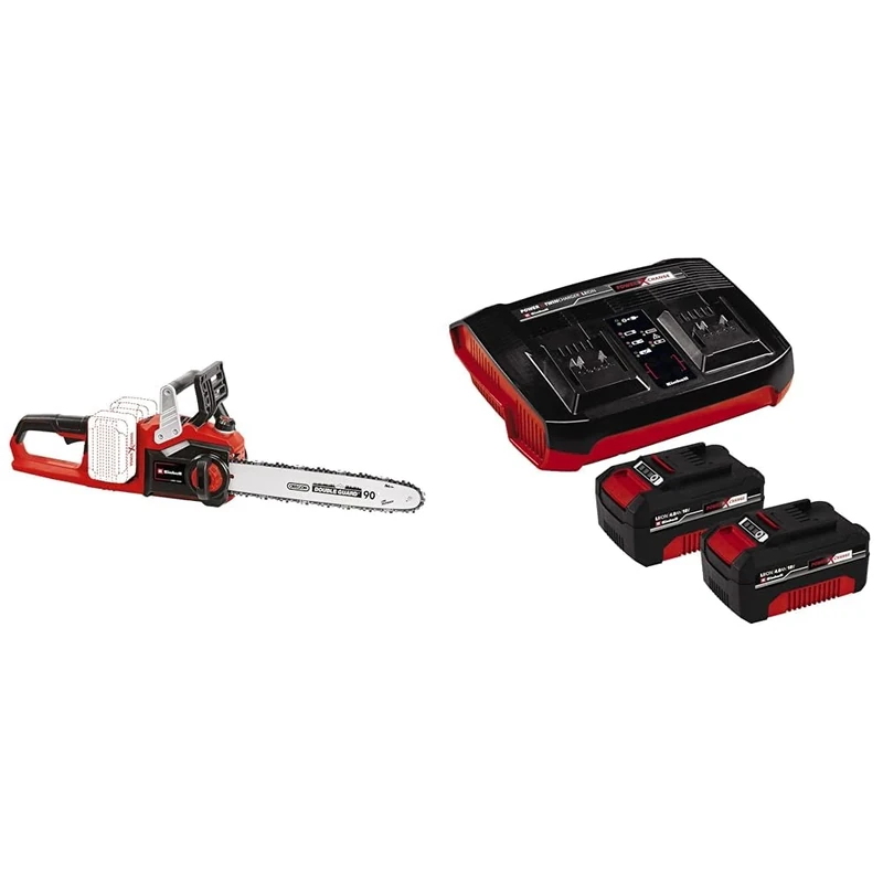 Einhell Power X-Change 36V Cordless Chainsaw with Battery (x2) and Charger - 14 Inch (35cm) Oregon Bar and Chain Saw - GP-LC 36/35 Li Battery Chainsaw + 2 x 4Ah Starter Kit