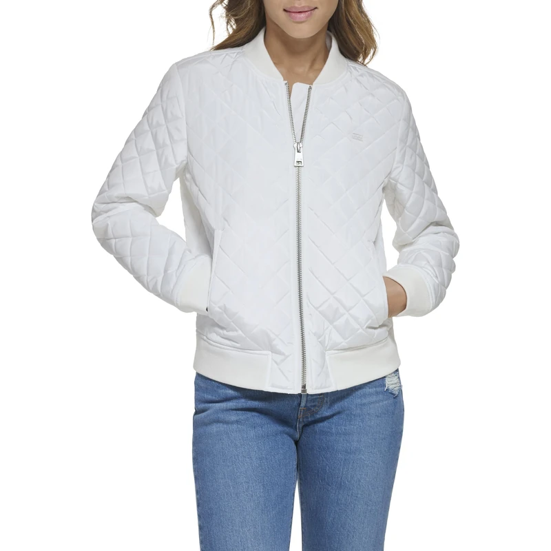 Levi's Women's Diamond Quilted Bomber Jacket, White, Small