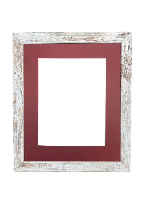 FRAMES BY POST H7 Picture Photo Frame, Distressed White Red Mount, 36 x 24 Image Size 30 x 20 Inch