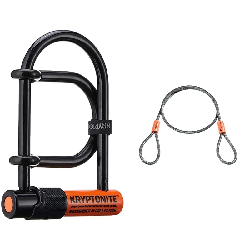 Kryptonite Evolution Messenger Mini+ Lock - Orange, Mini & Loop Cable Krypto Flex 76 cm, ⌀5mm, Grey
