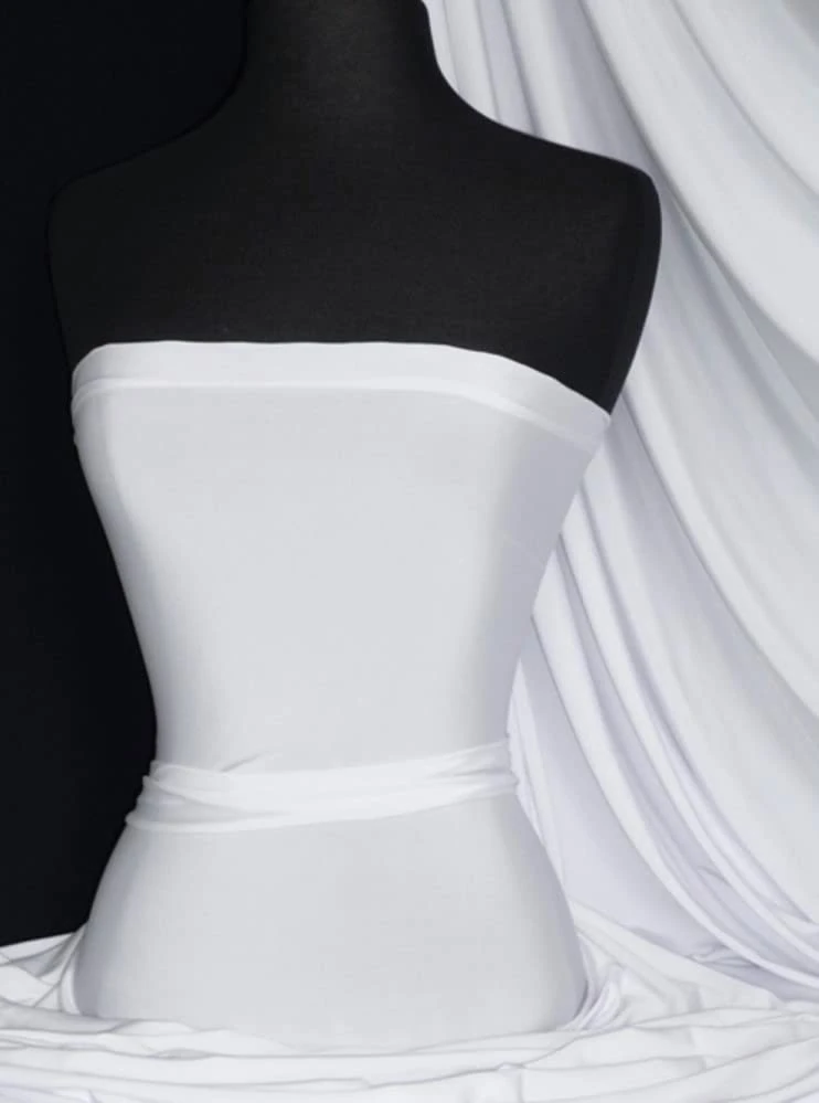 Premium Quality Silk Touch Jersey 4 Way Stretch Dressmaking Fabric Sold by The Metre 50+ Colours in Stock Same Day Dispatch by Tia Knight White