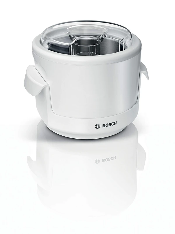 Bosch MUZS2EB Ice Cream Maker, 550 ml, Homemade Ice Cream, Sorbet and Frozen Yoghurt, White, Splash Guard Lid with Filling Hole, Suitable for Bosch Mum Series 2 Food Processors