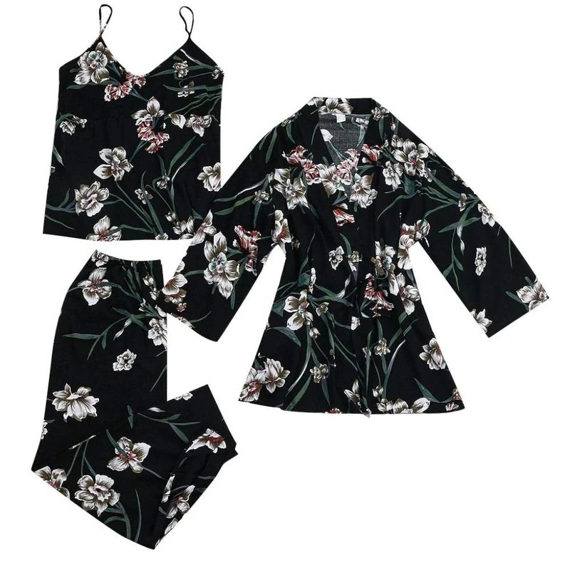 Women's Lingerie Sets Women Nightdress Lingerie Robes Underwear Sleepwear Sexy Satin Silk Robe & Gown Sets -B_L