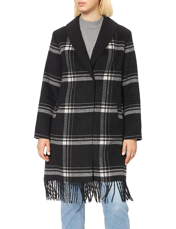 Gerry Weber Women's Mantel Wolle Wool Coat, Black/Cream, 10