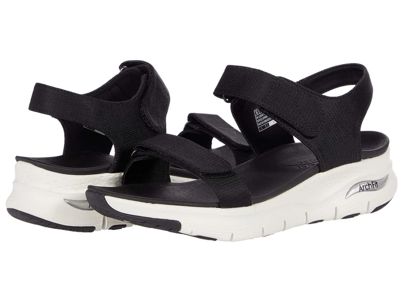 Skechers Women's Arch Fit Sandal Touristy Sandals, Black Mesh, 7 UK