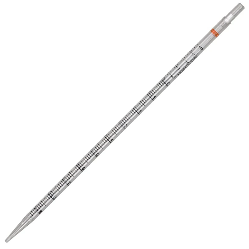 Globe Scientific Diamond Essentials Serological Pipette, 10mL, 1762, Polystyrene, Standard Tip, 345mm, Sterile, Orange Striped, Individually Wrapped, 200/Box