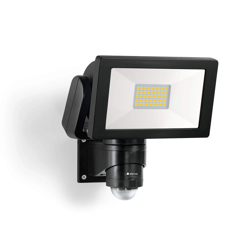 Steinel LS 300 S Spotlight, Black, 29.5 W LED Floodlight, 240° Motion Sensor, 12 m Range, 4000 K Neutral White, Aluminium