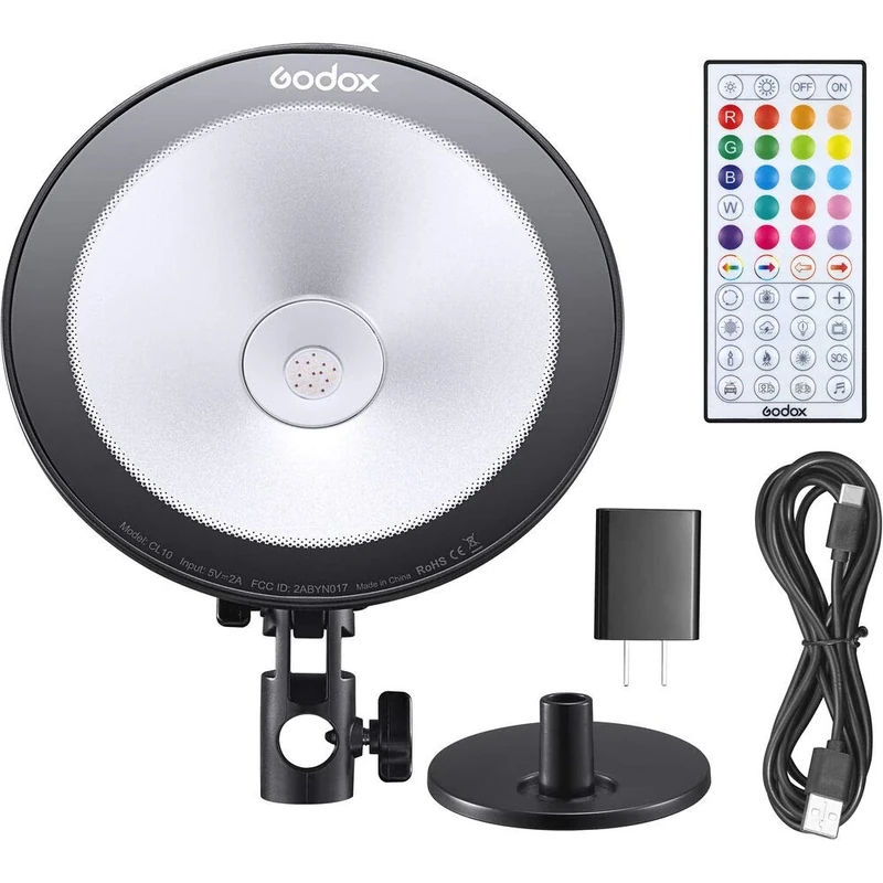Godox CL10 RGB Ambient LED Light - 36,000 Colours, 29 Effects - App Control - Compact & Quiet - USB C