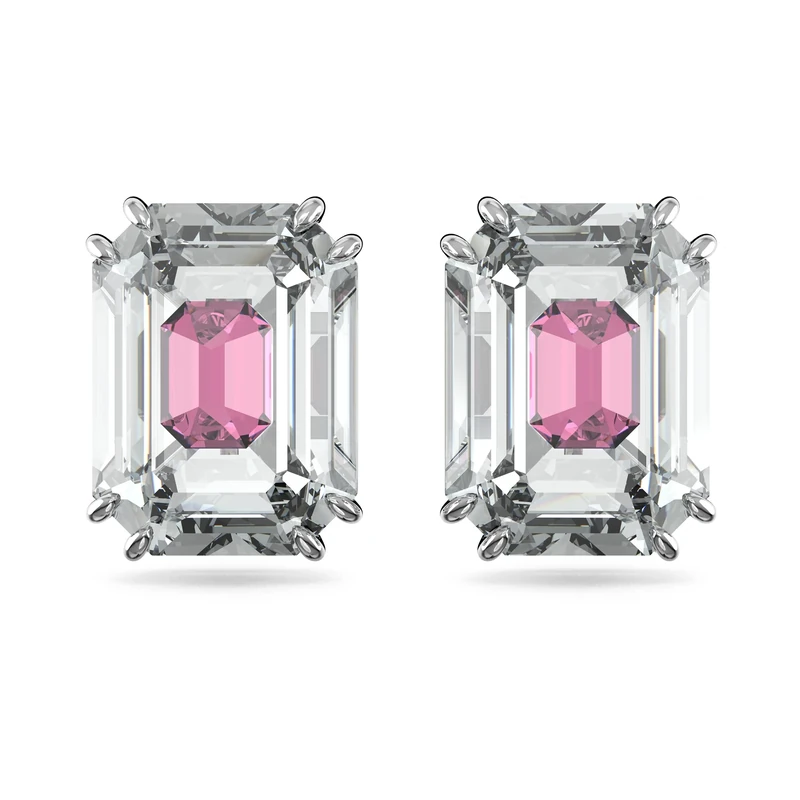Swarovski Chroma Earrings, Pink, Rhodium plated