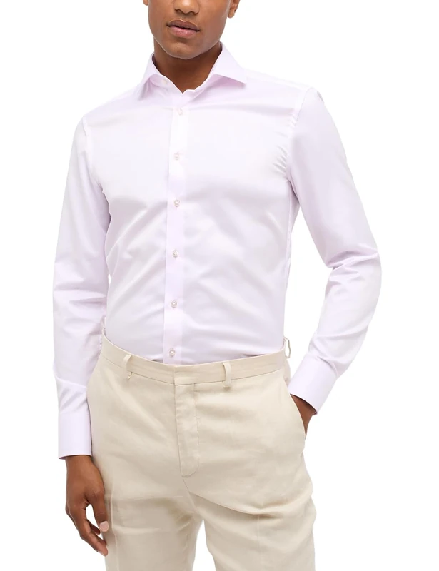 Eterna Men's Long Sleeve Slim FIT Gentle Shirt Twill ROSÉ UNI, 15,5 - Image 1