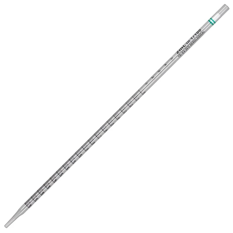 Globe Scientific Diamond Essentials Serological Pipette, 2mL, 1722, Polystyrene, Standard Tip, 275mm, Sterile, Green Striped, Individually Wrapped, 500/Box