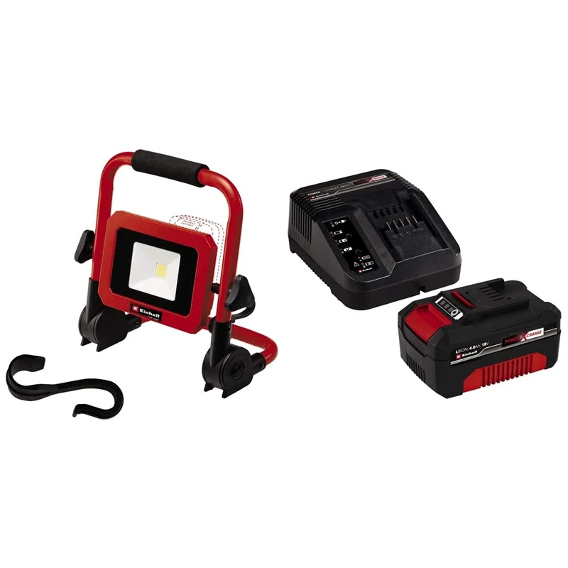 Einhell TC-CL 18/1800 Power X-Change 18V Cordless Light With Battery And Charger | Battery Powered Site, Workshop Or Garden Torch, High-Performance LEDs, 1800 lm | Worksite Lamp Kit