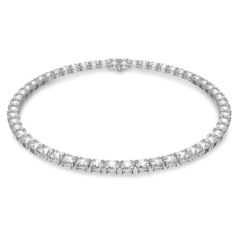 Swarovski Millenia necklace, Square cut, Small, White, Rhodium plated