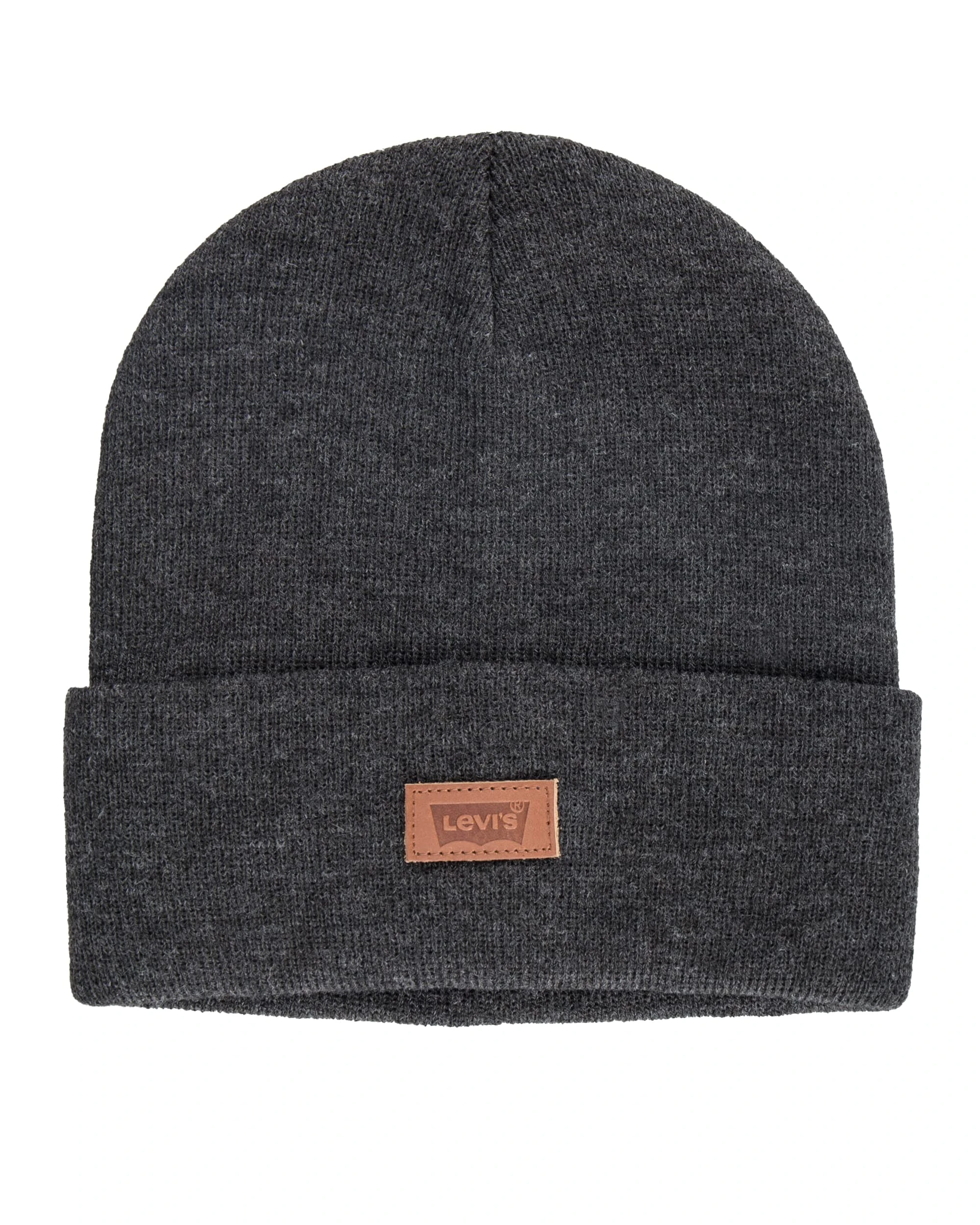 Levi's Unisex-Adults Classic Knit Cuffed All Season Beanie Hat, Grey Solid, One Size