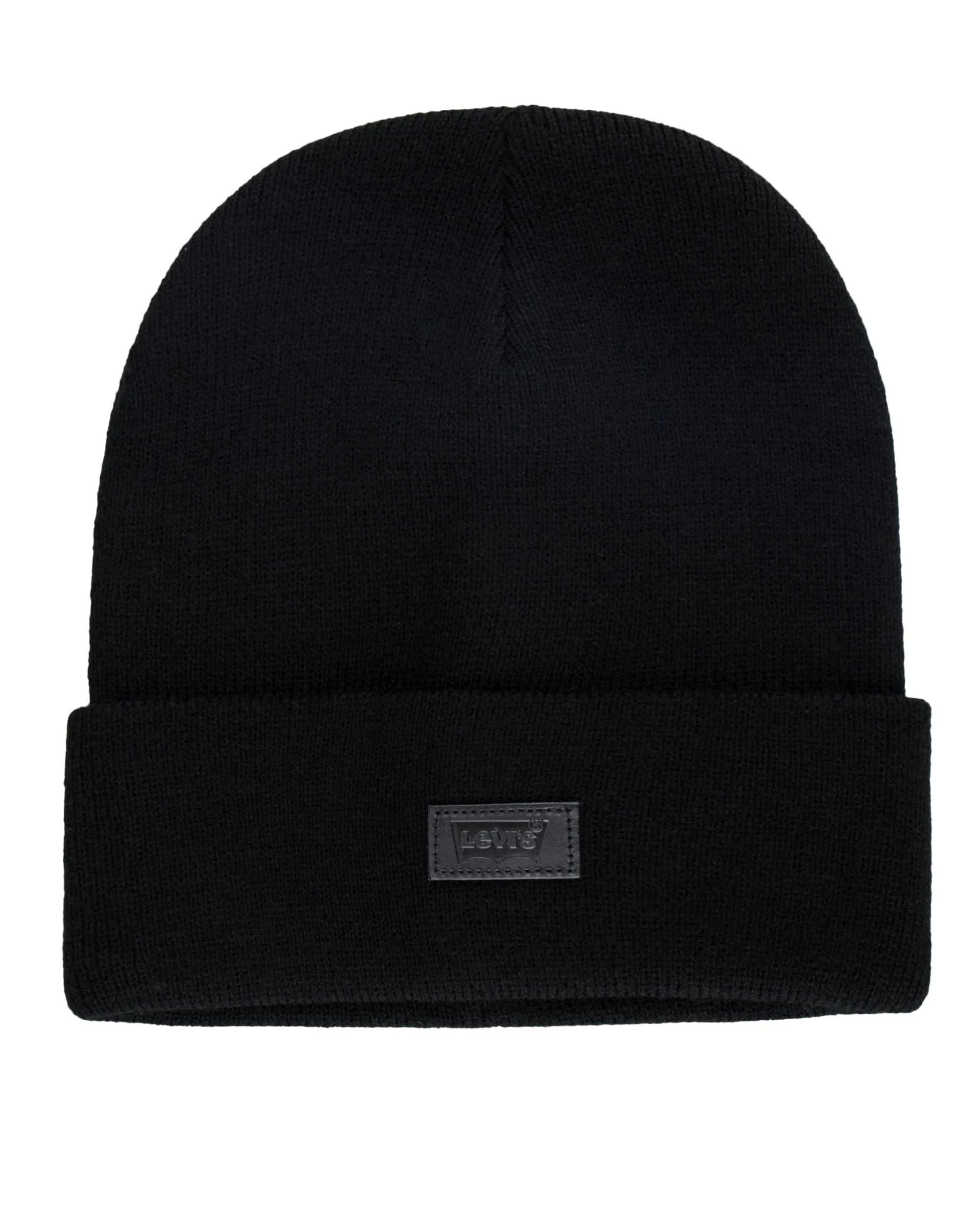 Levi's Unisex-Adults Classic Knit Cuffed All Season Beanie Hat, Black Solid, One Size