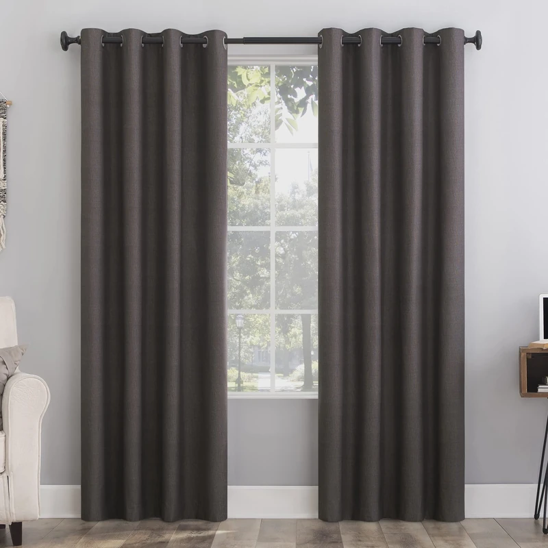 Sun Zero Columbia 2-Pack Thermal Energy Saving 100% Blackout Grommet Curtain Panel Pair, 50" x 84", Fig