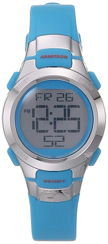Armitron Sport Women's Digital Chronograph Resin Strap Watch, Neon Blue