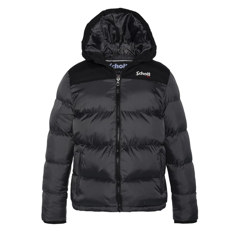 Schott NYC Utah2b Unisex Children's Down Jacket, Charcoal, 10 Years - Image 1