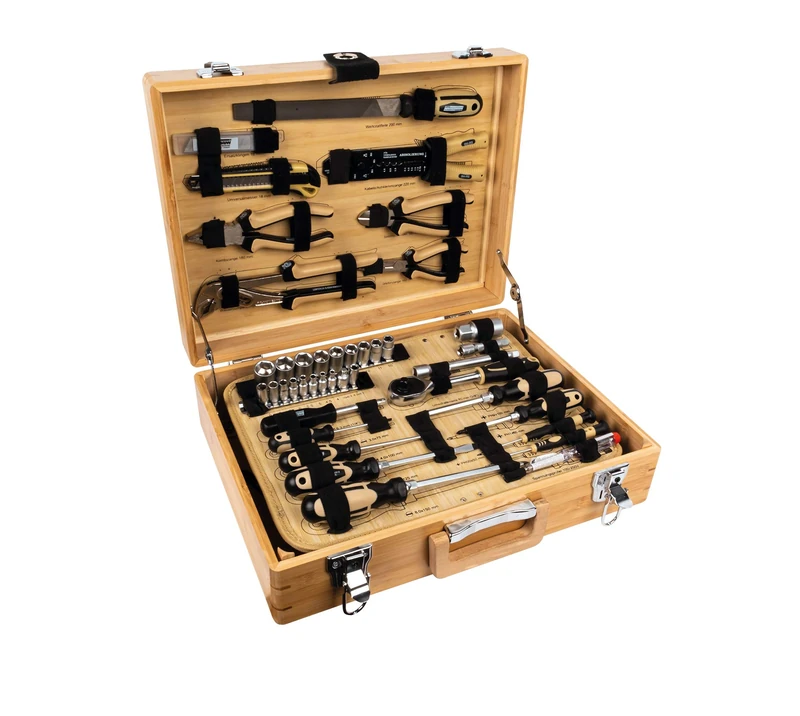 Brüder Mannesmann 108-piece bamboo tool box - Image 1