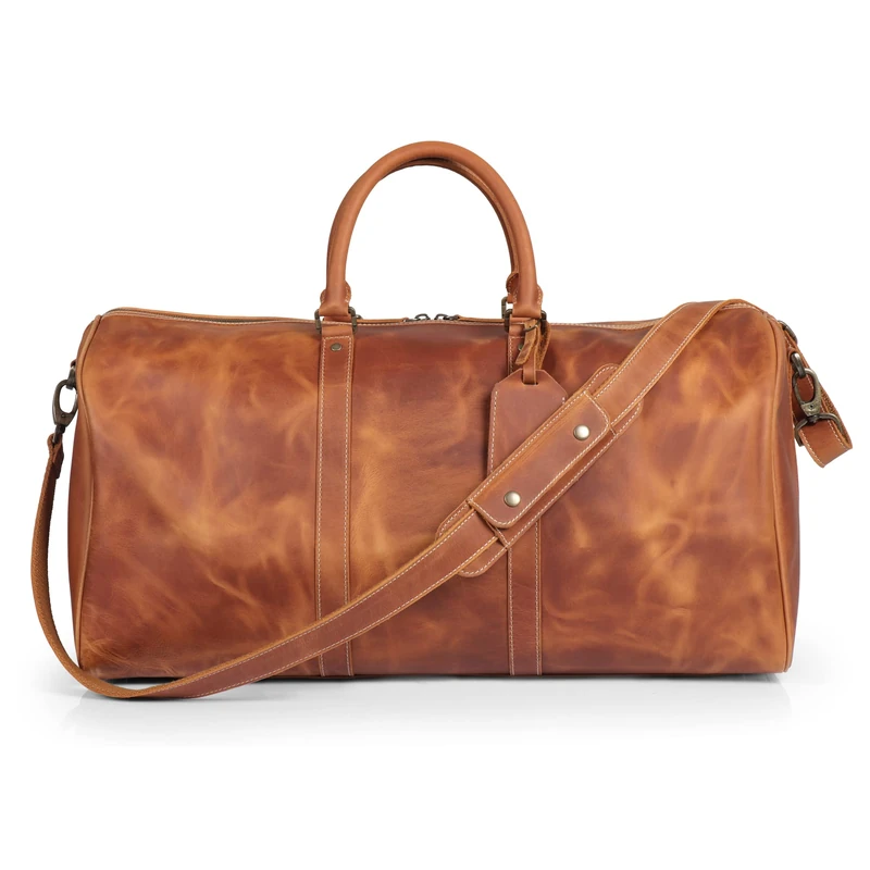 Londo Leather Duffel Bag for Men & Women - Overnight Weekend Travel Bag with Shoulder Strap - Top Grain Leder