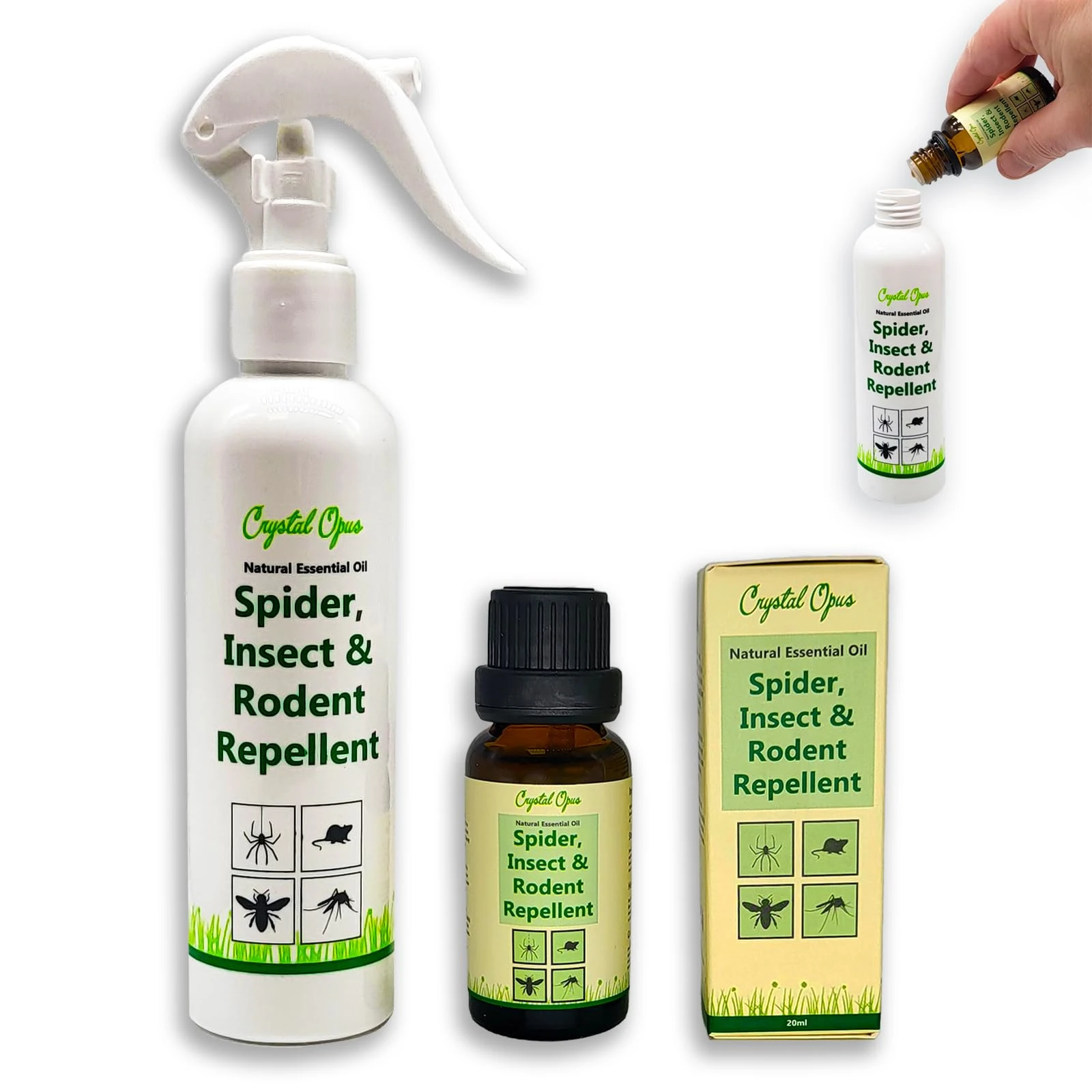 Makes 100 Bottles of Spider, Rodent & Bug Repellent Spray. Child & Pet Safe. Deters 100s of Pests. Ultra Effective Peppermint, Lavender & Citronella Blend. Economical & Humane. Tried & Trusted.