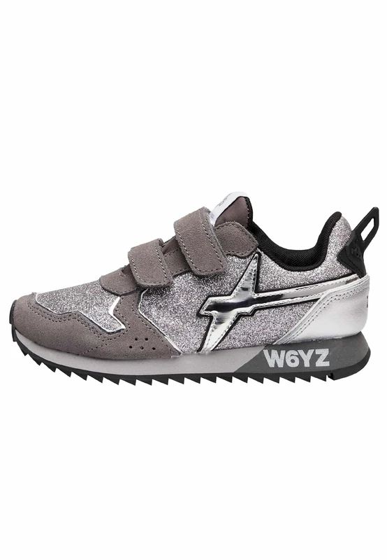 W6yz Jet VL-J Sneakers in Suede with Glitter Grey, Charcoal, 10 UK Child