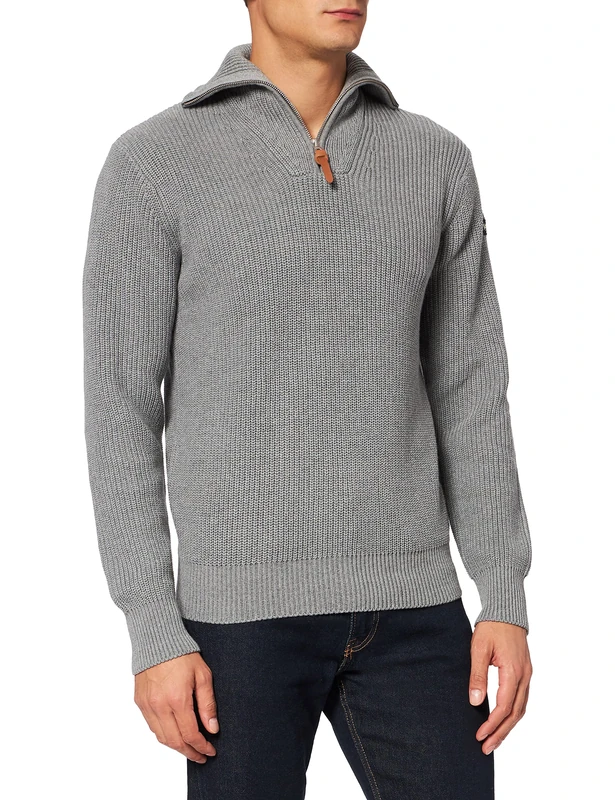 Schott NYC Men's Pltommy1 Sweater, Heather Grey, Small