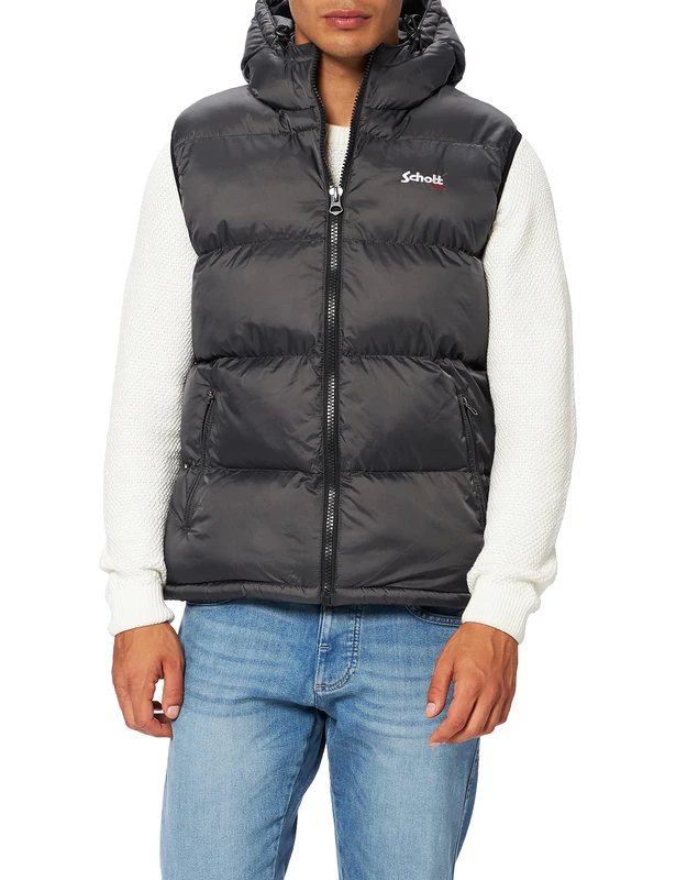 Schott IDAHO2V Sleeveless Down Jacket ref 55199 Kak, Charcoal, M
