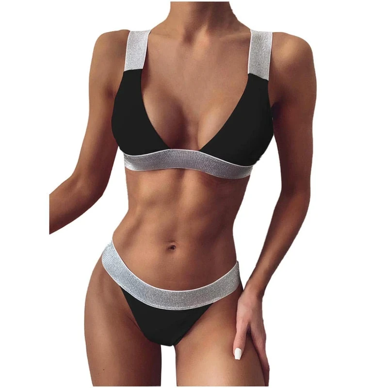 QQQQC Women's Baby Dolls Women s Sexy Lingerie Waist Underwear Brassiere with Thong Sexy Lingerie-Black__L - Image 1