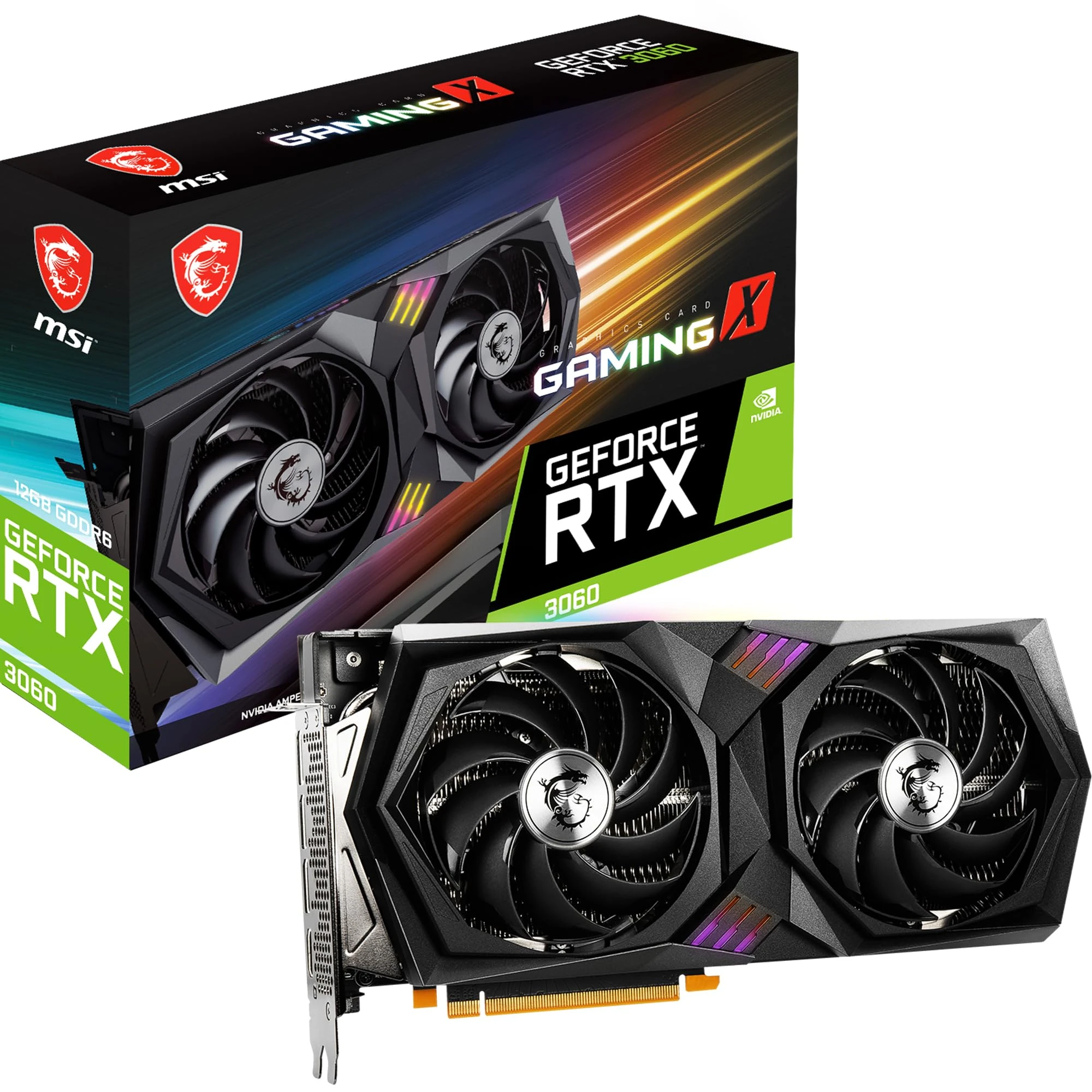 MSI GeForce RTX 3060 GAMING X 12G Gaming Graphics Card - 12GB GDDR6, 1837MHz, PCI Express Gen 4, 192-bit, 3x DP v 1.4a, HDMI 2.1 (Supports 4K)