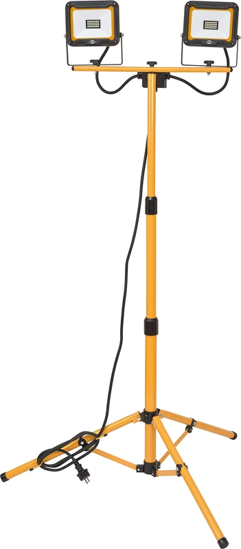 Brennenstuhl Jaro 4050 T Tripod LED Construction Spotlight (2 x 20 W, 2 x 1950 lm, 6500 K, IP65, LED Work Spotlight with Tripod, Height-Adjustable up to max. 160 cm, with 2.5 m Cable)