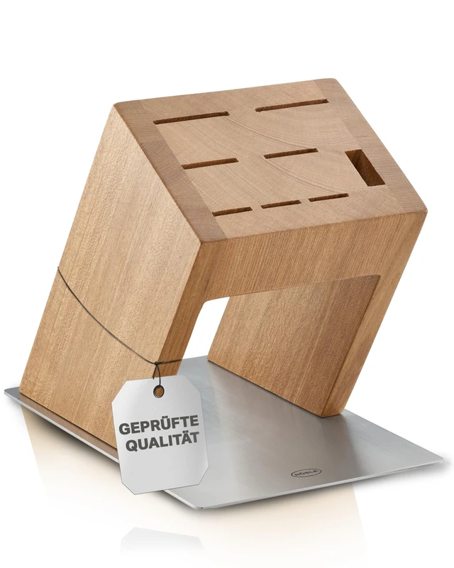RÖSLE KnifeX Knife Block, High-Quality Design Knife Block Made of Stainless Steel and Elm Wood, Visible Blades, Stable, Unequipped