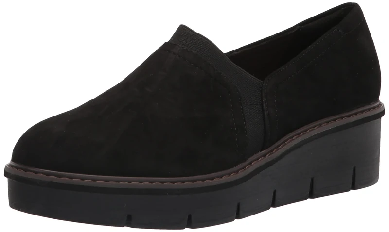 Clarks Women's Airabell Mid Loafer, Black Suede, 6