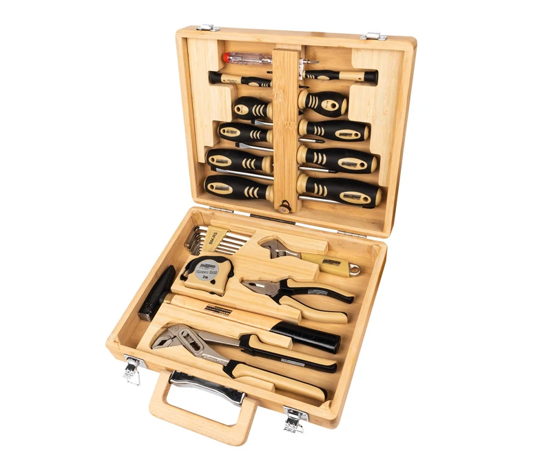 Brüder Mannesmann M29001 Tool Set in Bamboo Case, 24 Pieces