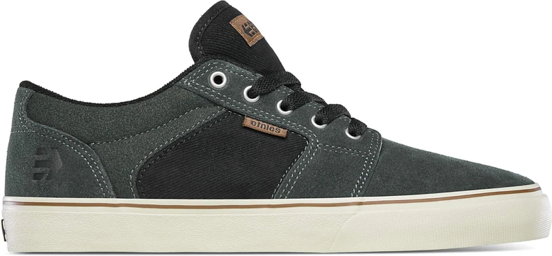 Etnies Barge LS – Classic Skate Look, Slim Vulcanized Silhoutte, Hefty Armored Collar, Reinforced Vulc, Cushioned Fit, Everyday Sneakers Green Black