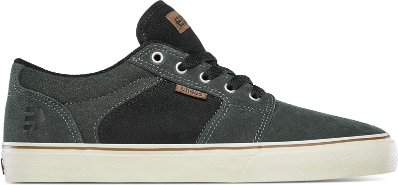 Etnies Barge LS – Classic Skate Look, Slim Vulcanized Silhoutte, Hefty Armored Collar, Reinforced Vulc, Cushioned Fit, Everyday Sneakers Green Black
