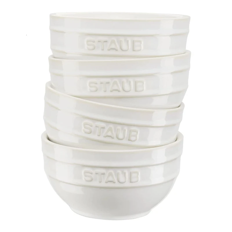STAUB Ceramique Set of 4 Bowls Ivory White Ceramic 12 cm 0.4 litres