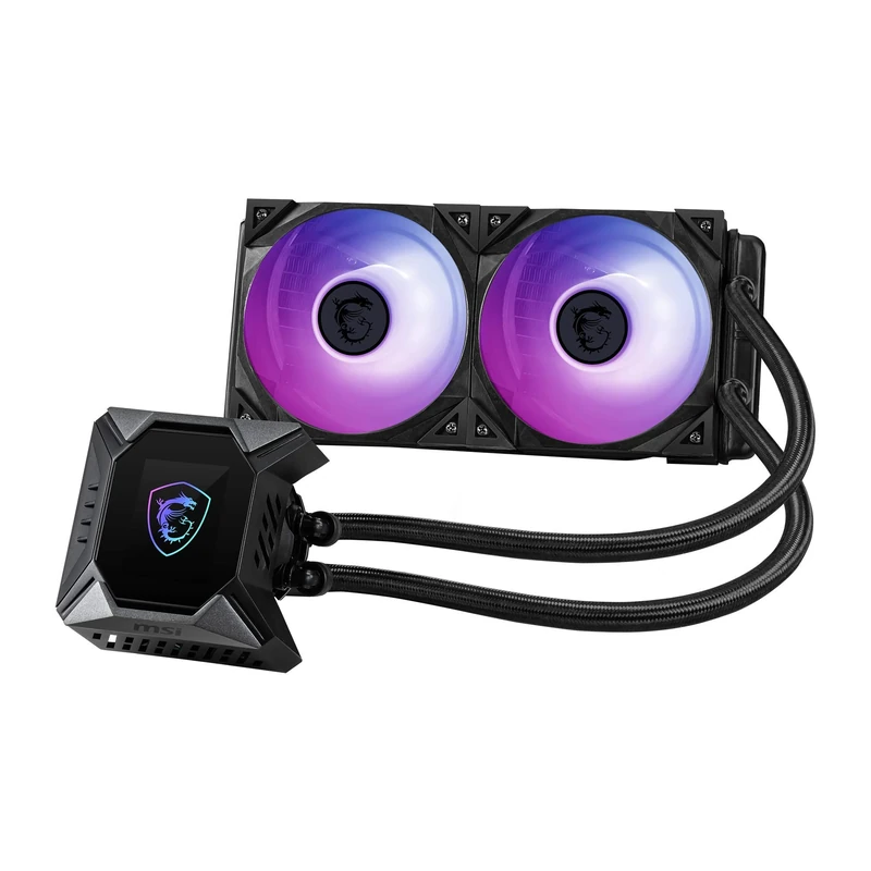 MSI MPG CORELIQUID K240 CPU Liquid Cooler-LCD Pump with 60mm Fan,2 x 120mm ARGB TORX FAN 4.0,Evaporation-Proof Tubing,GI Cooling and Mystic Light Software-AMD and Intel Socket Compatible